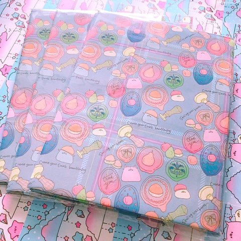 ぱげズと秋シーリングスタンプ紙袋❀.°❀.°✿5枚セット（ブルー）