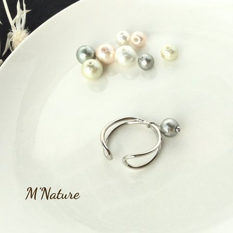 SV925 選べるパール Cotton Pearl Crossring Ear cuff