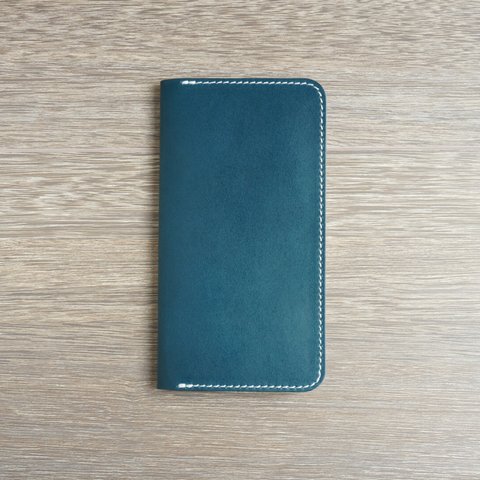 牛革 iPhone XR カバー  ヌメ革  レザーケース  手帳型  ネイビーカラー  