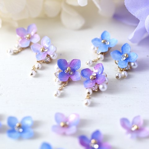 紫陽花ひと粒＊ピアス／イヤリング［選べる！あじさいカラー］