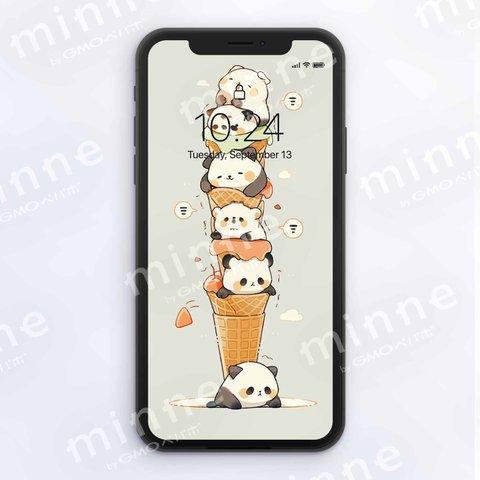 [かわいい／パンダ／クマ／熊／Panda ice cream／アイスクリーム]壁紙　スマホ壁紙　大人気-J