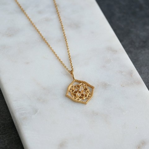 SV925  0044 watermark flower necklaceーYOSHIMI NOGUCHI JEWELRYー