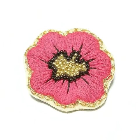 【Sold out】アネモネの刺繍ブローチ