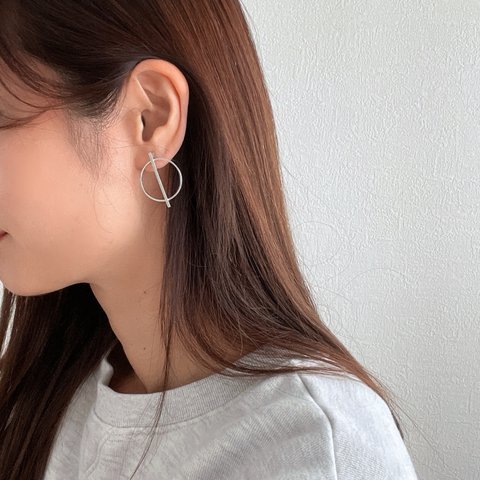 circle&stick earrings(シルバーのみ)