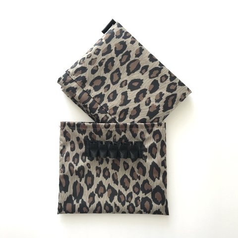 🐆ナイロンエコバッグ🐆レオパード・グレージュ🐆　Ｌサイズ