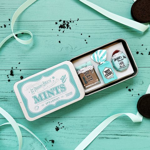 HAPPY BOX チョコミント ブローチ3点セット タブレットチョコ キャンディ ドラゴンエッグチョコ chocolate mintcandy brooch set