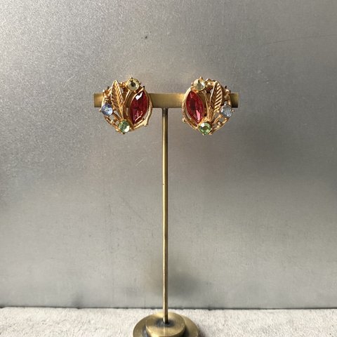 Vintage 70〜80s USA botanical design colorful bijou earring レトロ アメリカ ヴィンテージ ボタニカル カラフル ビジュー イヤリング