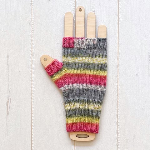 手編み指なし手袋 No.51