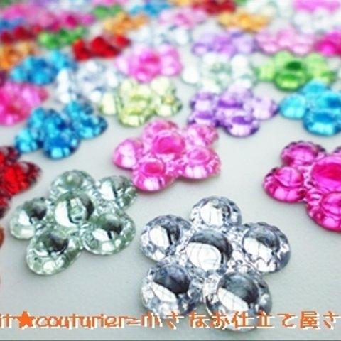 【送料無料】　No.1033　キラキラ　アクリル花　17mm　クリア３０個セット