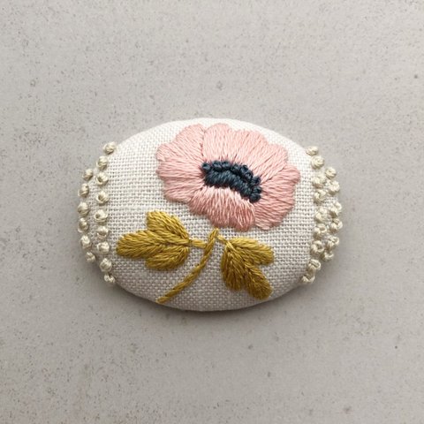 〈刺繍キット〉フラワードットラインのブローチ  pk