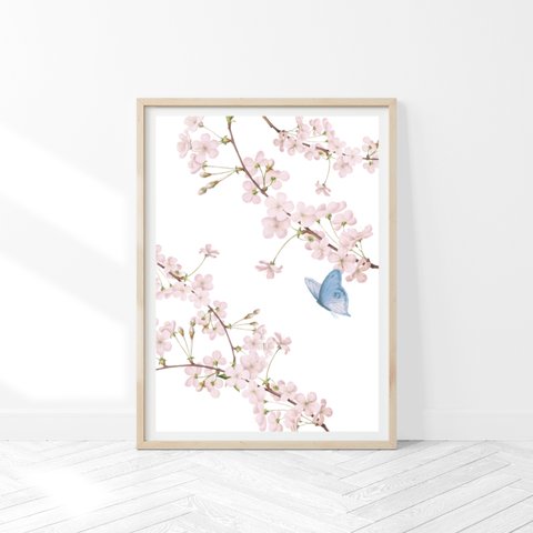 桜と蝶 アートポスター（50_cherryblossom）
