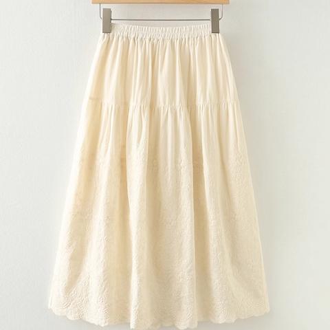 夏の新作 刺繍純綿ハーフスカート