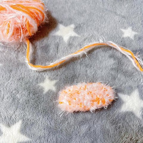 オレンジ　オレンジソーダ　毛糸ヘアピン　編みヘアピン　ヘアクリップ　カギ編み