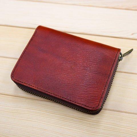 《SALE》ファスナー財布　ミドルサイズ（ブラウン）コンパクト財布