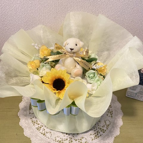 Grandma おむつケーキ　1段　sunflower 男女兼用　出産祝い、誕生祝に　御買い得