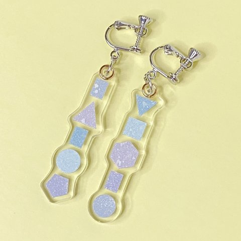 【アソブカタチ／blue】ピアス・イヤリング│アクリルアクセサリー│││モード系│ユニーク│個性的│ストリート系｜揺れる｜幾何学｜パステル｜韓国｜カラフル｜春夏