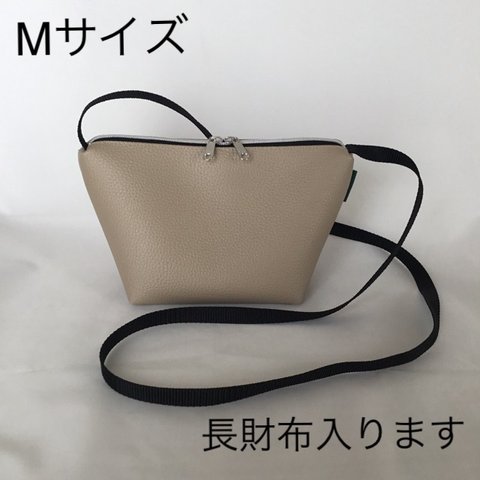 ミニショルダーM *サコッシュ * ベージュ *リュクス*フェイクレザー