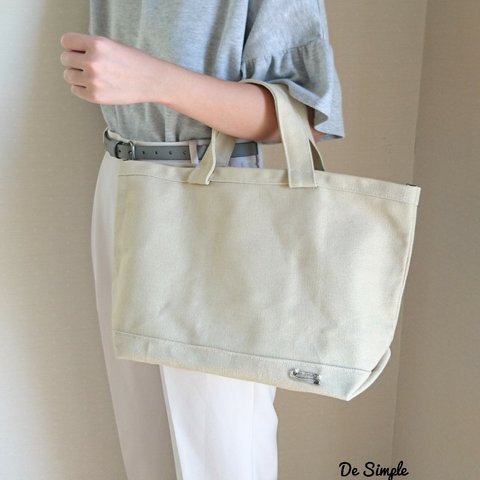 everyday tote 帆布トート☆ベージュ☆イニシャル☆オーダー☆ラッピングサービス