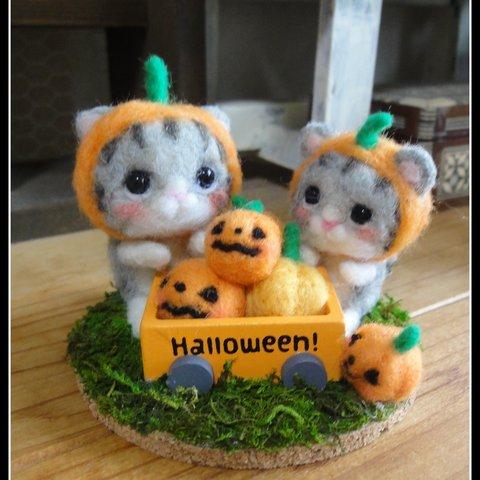 ＊ハロウィンねこちゃん親子②　置物＊