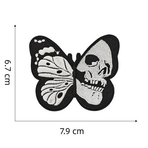 蝶々 ドクロ 髑髏 ハロウィーン ワッペン アップリケ アイロン対応 1枚