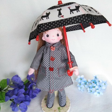 雨の日パセリちゃんセット　着せ替え人形　布人形　ハンドメイドドール