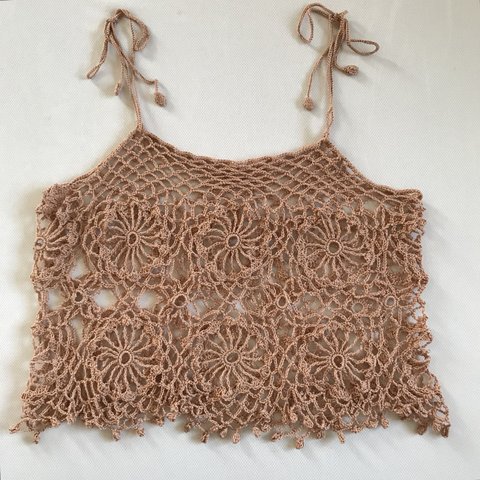 【M-Lサイズ】コットン糸　かぎ針編みのビスチェ　ニット　編み物　キャミソール　クロッシェビスチェ