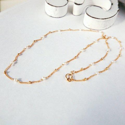 再販14kgf♡AAA pearl×gold station necklace 