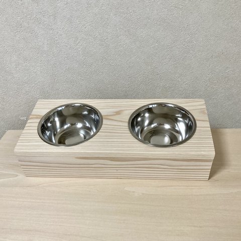 《ペットフードスタンド／ダブル》ステンレスボウル付き　ペット用品　木製雑貨　ペットフード　小型犬　猫　小動物