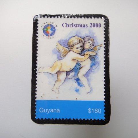 ギアナ　クリスマス切手ブローチ1617