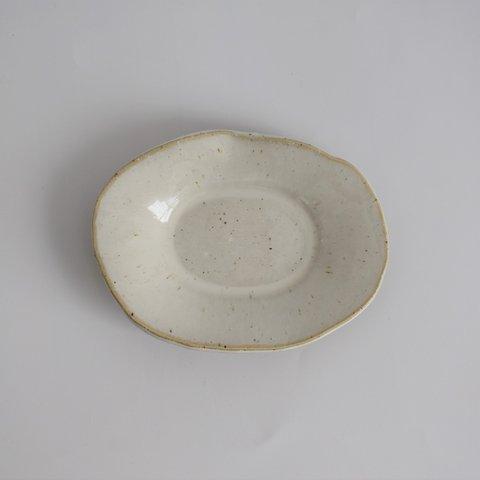 楕円形・オーバル小皿(白/光沢/白御影土)