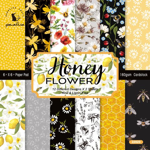 2冊 スクラップブックステッカーブック 蜂 背景紙 Bee Honey 海外ステッカー スマホ シール 植物素材 レトロ コラージュ素材 