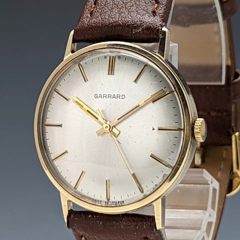 1981年 英国ヴィンテージ 動作良好 ガラード K9金無垢ケース 3針 機械式 紳士用腕時計