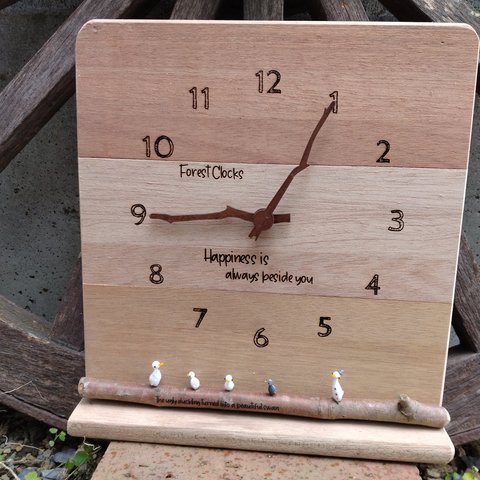 木製時計（壁掛け、置時計両方可能）