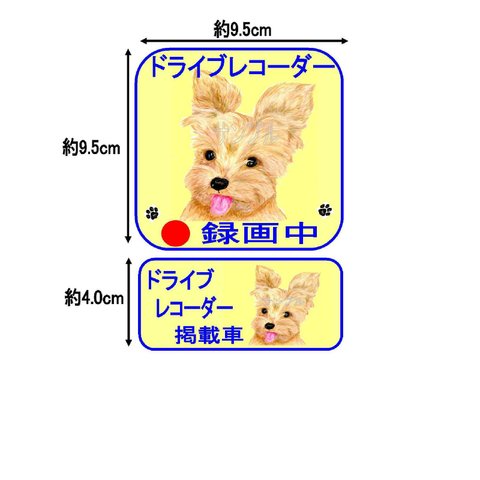  犬　ヨークシャーテリア（色鉛筆画）オリジナル防犯ステッカー・シール