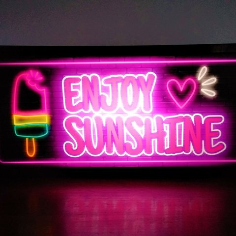 アメリカン アイスクリーム ソフトクリーム アイスキャンデー 夏★ENJOY SUNSHINE☆LED2wayライトBOX