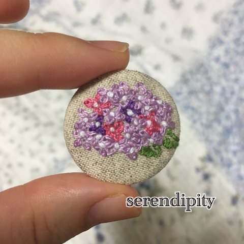 手刺繍★あじさいさん★くるみボタン