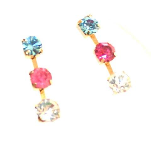 k18gp   vintage glass earrings + blue sapphire 14kgf