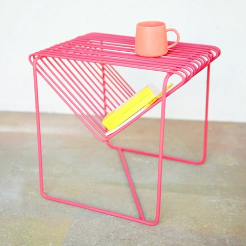 triangle side table rose pink