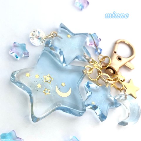 お星様計画　good night blue star A0019 レジン キーホルダー