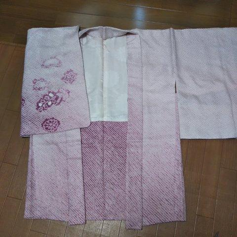 ピンク系絞り 正絹 羽織り 標準寸法 