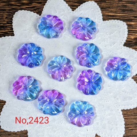 No,2423 ガラスビーズフラワーハイビスカス(青×紫)