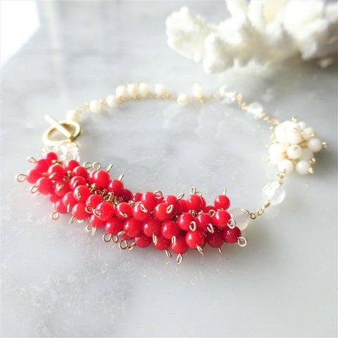 送料無料14kgf Red Coral♡station bracelet