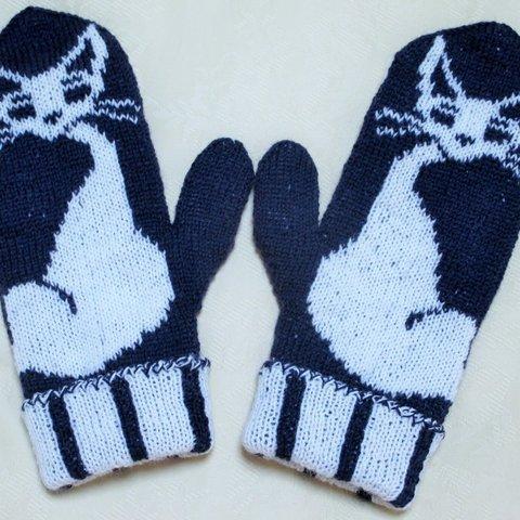 ２in 1 リバーシブルミトン手袋（猫)