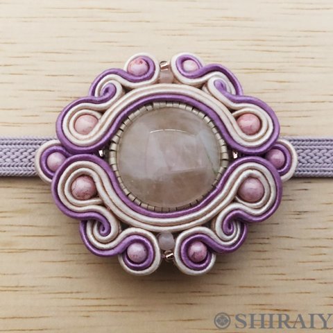 Soutache ソウタシエ　帯留め〜ローズクォーツ