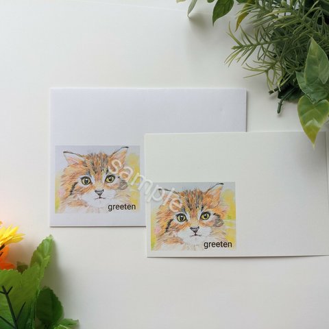 メッセージカードと封筒セット　猫グッズ イラスト 猫封筒　