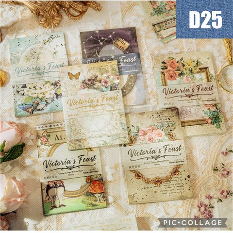 SALE!!!D25★デザインペーパー6種類セット★素材紙★メモ帳にもコラージュにも