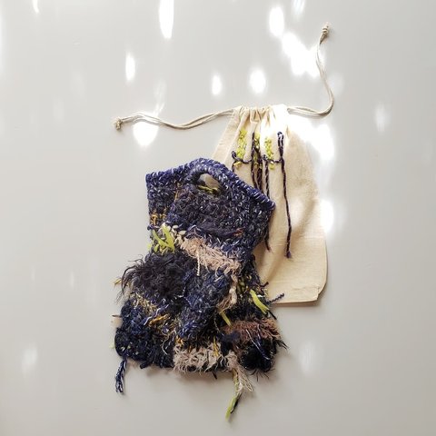 scrap yarn tetra bag (内袋付き)　テトラバッグ　ニットバッグ