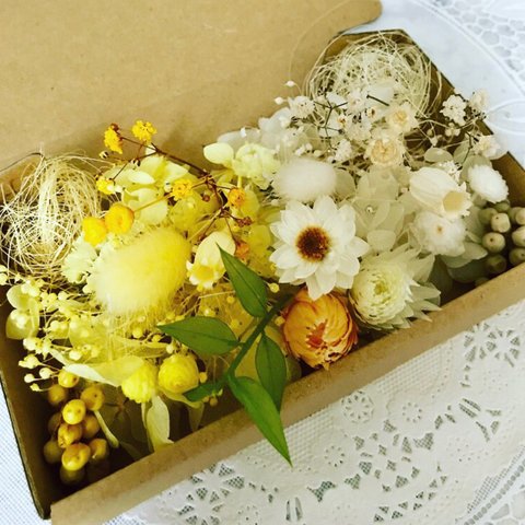 ふんわり可愛い＊黄色と白＊ハーバリウム 花材ドライフラワー  花材セット