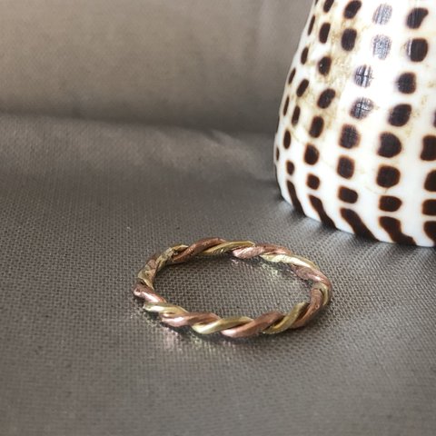 銅と真鍮の指輪　(ツイスト、W2)