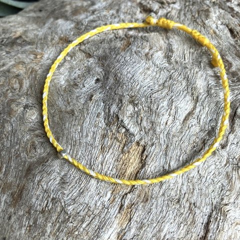 Friendship Bracelet/Anklet – Yellow x White x Silver